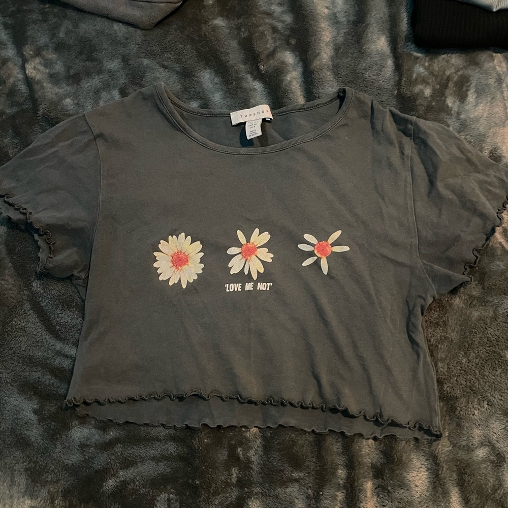 Cropped gray T-shirt Topshop size S